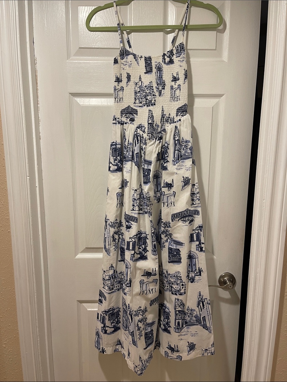 Abercrombie & Fitch White and Navy Maxi Dress